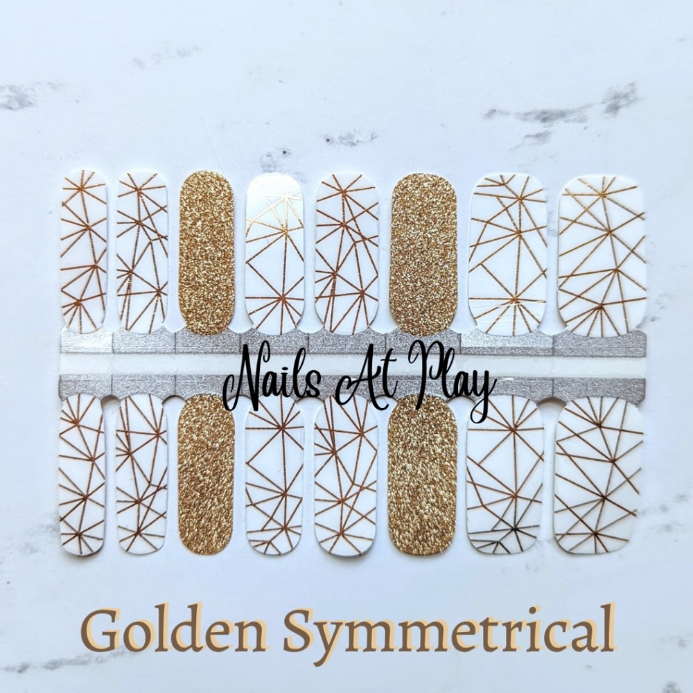 5 for $15  Nail Wrap - Golden Symmetrical